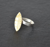 Load image into Gallery viewer, Ring vergoldet 925 Sterlingsilber Blatt verstellbar
