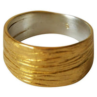 Load image into Gallery viewer, Silberring vergoldet 925 Sterlingsilber Bandring Linien
