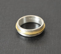 Load image into Gallery viewer, Silberring 925 Sterlingsilber vergoldet gebürstet Ring 7mm
