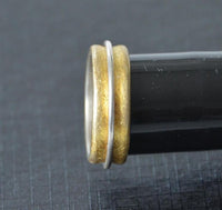 Load image into Gallery viewer, Silberring vergoldet 925 Sterlingsilber gebürstet Ring 7mm
