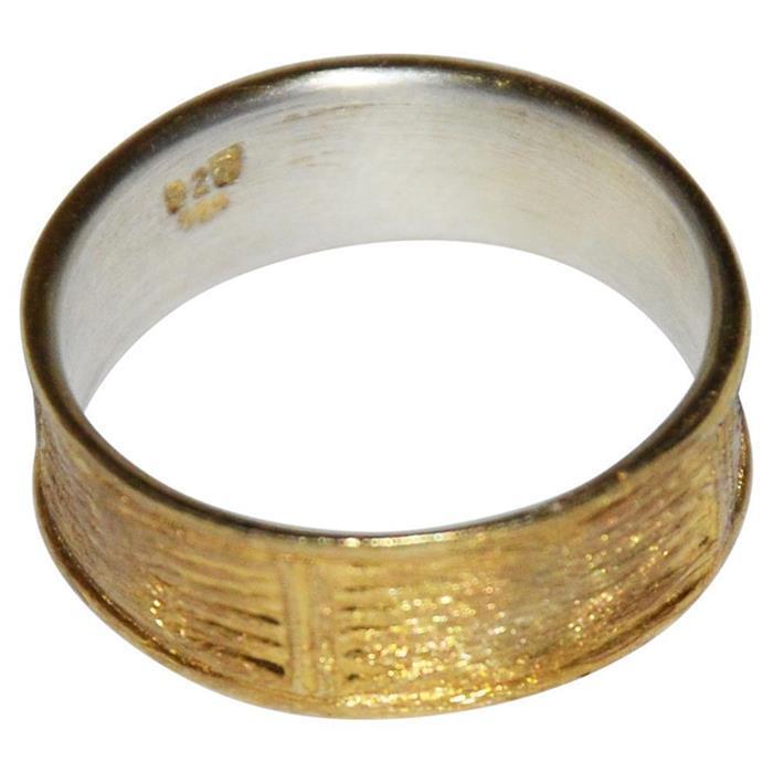 Ring vergoldet 925 Sterlingsilber Bandring Segmente