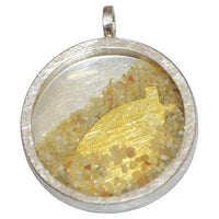 Load image into Gallery viewer, Anhänger 925 Sterling Silber rund Fisch Sand gold Glas
