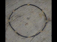 Load image into Gallery viewer, Halskette Lavastein 925 Sterling Silber vergoldet 43cm
