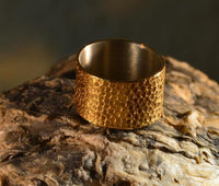 Load image into Gallery viewer, Ring Silber vergoldet Kreise Waben gestempelt breit
