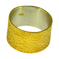 Load image into Gallery viewer, Ring Silber vergoldet Kreise Waben gestempelt breit
