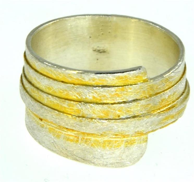 Ring Silber 925 vergoldet gebürstet Bänder Bandring