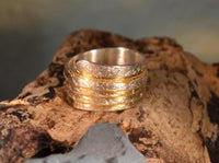 Load image into Gallery viewer, Ring Silber 925 vergoldet gebürstet Bänder Bandring
