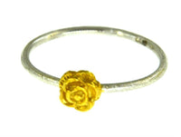 Load image into Gallery viewer, Ring Silber 925 vergoldet Rose filigran 1mm gebürstet
