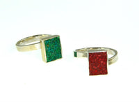 Load image into Gallery viewer, Ring 925 Silber Rechteck crushed Stein verstellbar
