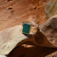 Load image into Gallery viewer, Ring 925 Silber Rechteck crushed Stein verstellbar
