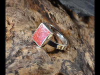 Load image into Gallery viewer, Ring 925 Silber Rechteck crushed Stein verstellbar
