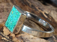 Load image into Gallery viewer, Ring 925 Silber Rechteck crushed Stein verstellbar
