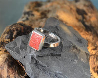 Load image into Gallery viewer, Ring 925 Silber Rechteck crushed Stein verstellbar
