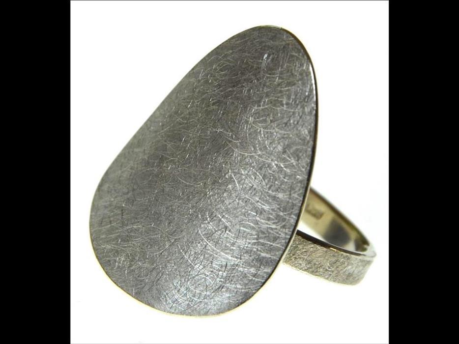 Ring 925 Silber Plektrum gekratzt gebürstet verstellbar