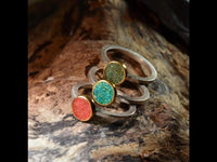 Cargar imagen en el visor de la galería, Ring Silber 925 vergoldet crushed Malachit Stein Kreis
