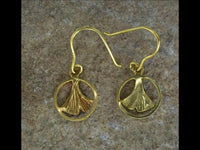 Load image into Gallery viewer, Silber 925 Ginkgo in Kreis vergoldet Ohrringe Anhänger
