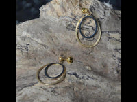 Load image into Gallery viewer, Ohrstecker Silber 925 vergoldet Ellipsen gold schwarz
