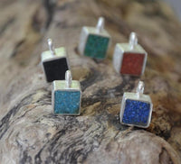 Load image into Gallery viewer, Anhänger Silber 925 Würfel crushed Stein 10mm
