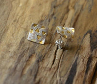 Load image into Gallery viewer, Ohrstecker Silber 925 vergoldet schwarz Raute Dreiecke
