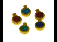 Load image into Gallery viewer, Anhänger Silber 925 vergoldet Scheibe crushed Stein 9mm
