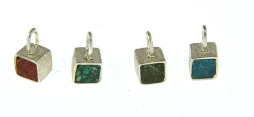 Anhänger Silber 925 Würfel crushed Stein 5mm