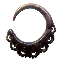 Cargar imagen en el visor de la galería, Holz dunkelbraun Lobe Piercing Bogen Hook Zacken
