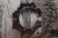 Cargar imagen en el visor de la galería, Piercing Holz Türkis Blumen Hoop 6,5mm Creole Hook
