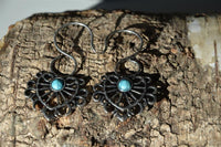 Load image into Gallery viewer, Piercing White Brass Hook Ohrhänger 1.3mm Türkis Herz
