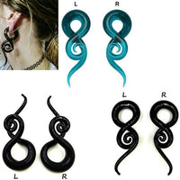 Cargar imagen en el visor de la galería, Piercing Feuerglas Spiral Taper schwarz Dehnschnecke 30g
