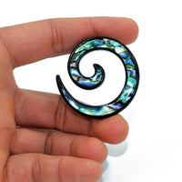 Cargar imagen en el visor de la galería, Piercing Ohrgewicht Brass Dehnschnecke Paua Abalone
