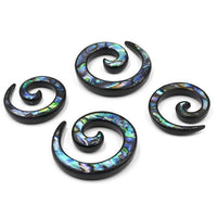 Cargar imagen en el visor de la galería, Piercing Ohrgewicht Brass Dehnschnecke Paua Abalone
