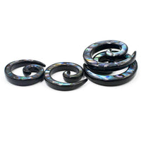 Cargar imagen en el visor de la galería, Piercing Ohrgewicht Brass Dehnschnecke Paua Abalone
