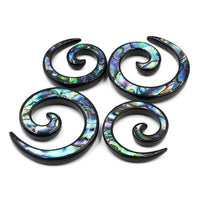 Cargar imagen en el visor de la galería, Piercing Ohrgewicht Brass Dehnschnecke Paua Abalone
