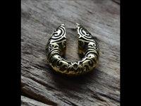 Cargar imagen en el visor de la galería, Ohrgewicht Brass 12mm Tropfen Spiralen Schlüsselloch
