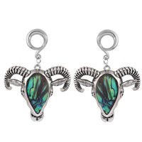 Load image into Gallery viewer, Ohrgewicht Piercing Hook Edelstahl Abalone Widder Kuh
