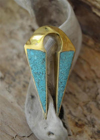 Cargar imagen en el visor de la galería, Ohrgewicht Messing Pfeil 6mm 2ga crushed Türkis Dehner
