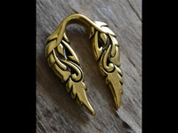 Cargar imagen en el visor de la galería, Ohrgewicht 14mm Dehner Edelstahl gold PVD Spiral Flügel
