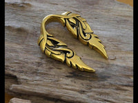 Cargar imagen en el visor de la galería, Ohrgewicht 14mm Dehner Edelstahl gold PVD Spiral Flügel
