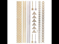 Cargar imagen en el visor de la galería, Tattoo Motivbogen golden silbern temporär Band Pfeil Dreieck Klebetattoos Schmuck Tattoos
