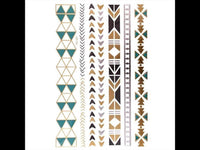 Cargar imagen en el visor de la galería, Tattoo Motivbogen golden silbern grün temporär Ecken Klebetattoos Schmuck Tattoos

