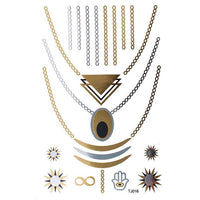 Load image into Gallery viewer, Tattoo Motivbogen golden silbern schwarz temporär Ketten Khamsa Sonne Klebetattoos Tattoos
