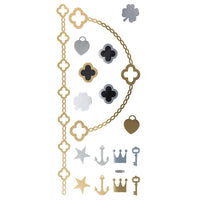 Load image into Gallery viewer, Tattoo Motivbogen golden silbern temporär Klebetattoos Kreuz Anker Schlüssel Schmuck Tattoos
