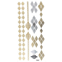 Load image into Gallery viewer, Tattoo Motivbogen golden silbern temporär Klebetattoos Blätter Schmuck Tattoos
