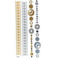 Load image into Gallery viewer, Tattoo Motivbogen golden silbern temporär Klebetattoos Kreise Halbmond Schmuck Tattoos
