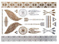 Load image into Gallery viewer, Tattoo golden silbern temporär Motivbogen Klebetattoos Engel Traumfänger Schmuck Tattoos
