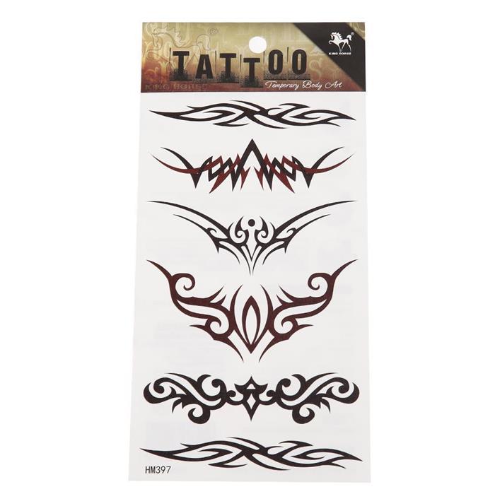 Tattoo schwarz dunkelrot Tribal Muster länglich symmetrisch 6 Stück