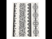 Cargar imagen en el visor de la galería, Tattoo schwarz länglich breit schmal  Armband Spitze Bordüre 4 Tattoos 1 Bogen
