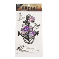 Cargar imagen en el visor de la galería, Tattoo Anker schwarz Seil Blumen rosa lila Vögel Spruch 4 Motive 1 Bogen
