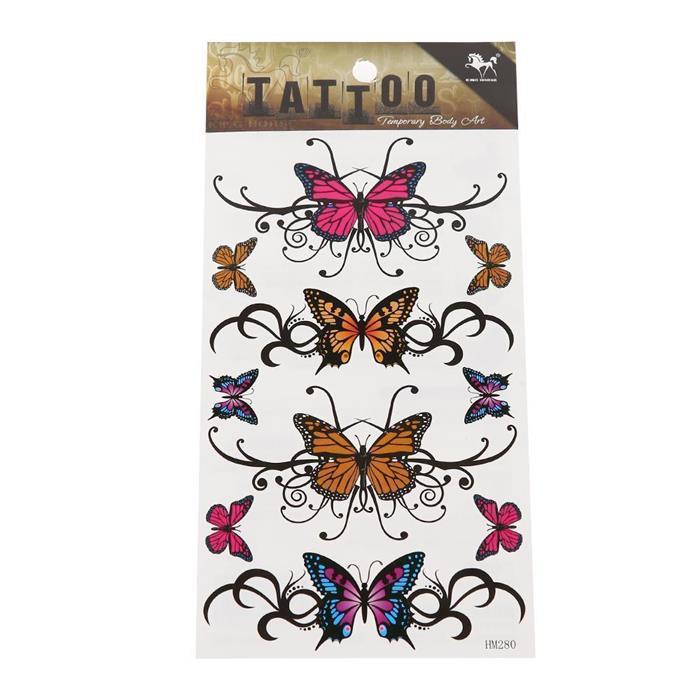 Tattoo Schmetterlinge bunt Tribal Verzierungen symmetrisch schwarz 10 Motive 1 Bogen