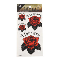 Load image into Gallery viewer, Tattoo Rosen rot groß klein schwarz Spruch I love you 4 Motive 1 Bogen
